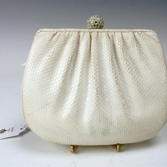 Judith Leiber Handbags - Vintage Judith Leiber White Snakeskin Bag